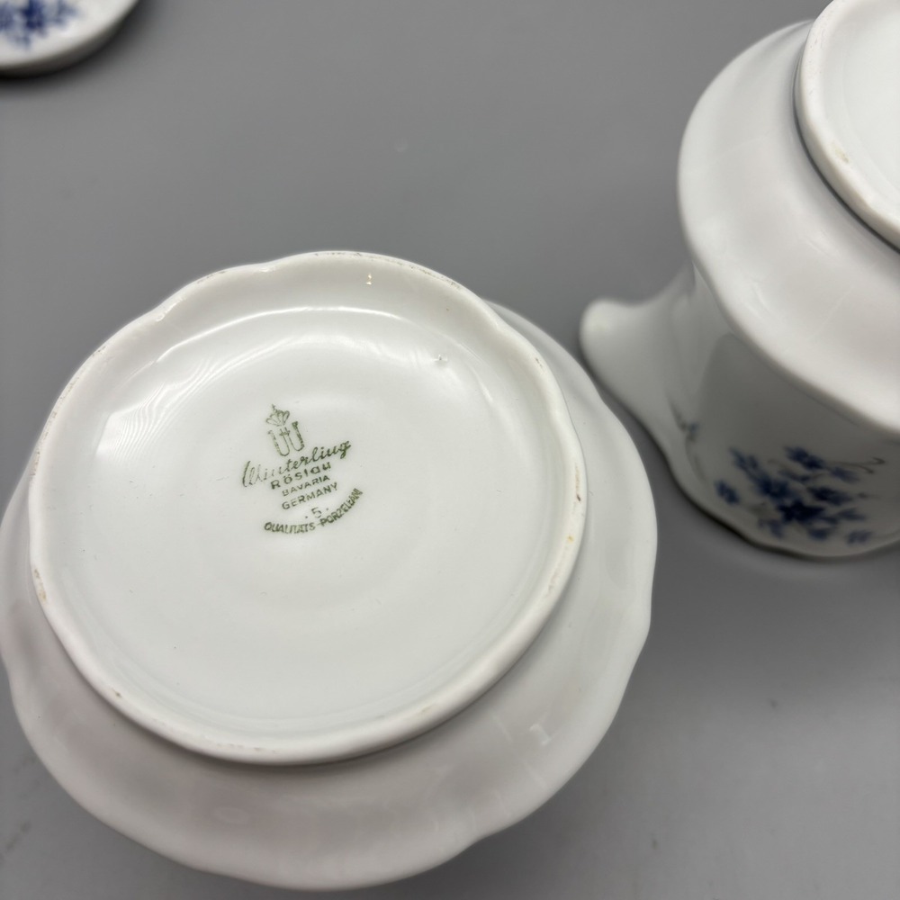 WINTERLING ROSLAU BAVARIA, CREAM & SUGAR Set Blue Flowers - Picture 5 of 7